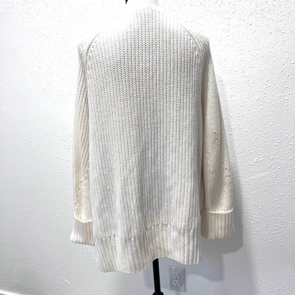 Abercrombie & Fitch Women's Ivory basket weave knit open-Cardigan L - Picture 6 of 7